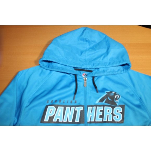 NFL Football Carolina Panthers Full Zip Jacket Medium Blue Majestic ThermaBase - Picture 2 of 9